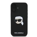 Obal Karl Lagerfeld pre iPhone 16 6,1" KLHMP16SSKHPPLK čierny tvrdý obal Silicone KL Head Print MagSafe