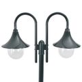 vidaXL Záhradná stĺpová lampa E27 220 cm hliník 2-lampáše tmavozelená