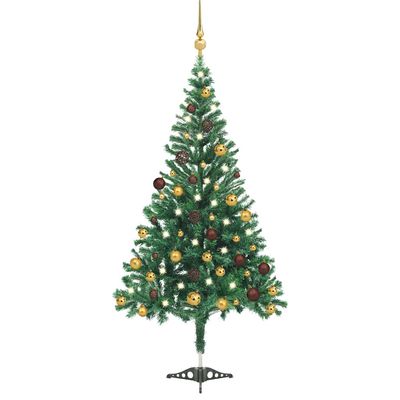 vidaXL Osvetlený umelý vianočný stromček+gule 180 cm, 564 vetvičiek