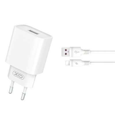 XO wall charger CE02D QC 3.0 18W 1x USB white + Lightning cable