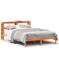 vidaXL Posteľný rám s čelom voskový hnedý 135x190 cm borovicový masív
