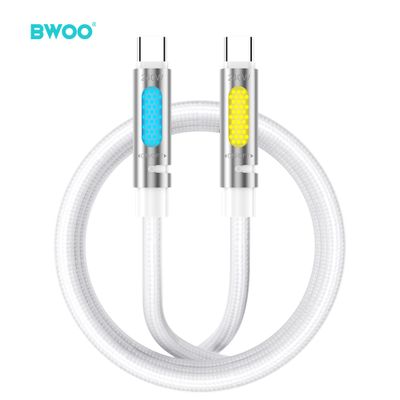 BWOO 240W Super rýchly nabíjací dátový kábel s RGB svetlom biely X325C-C