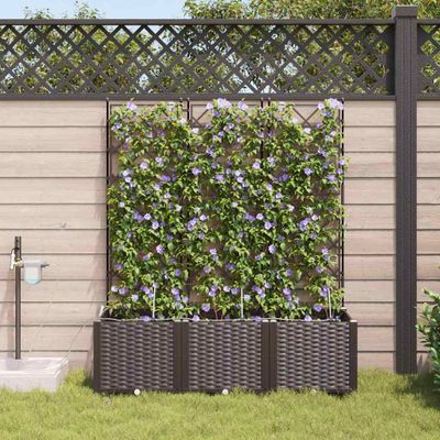vidaXL Záhradný kvetináč 3 pcs Hnedá 120 x 40 x 142 cm Plast