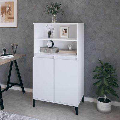 vidaXL Vysoká skrinka biela 60x36x110 cm spracované drevo