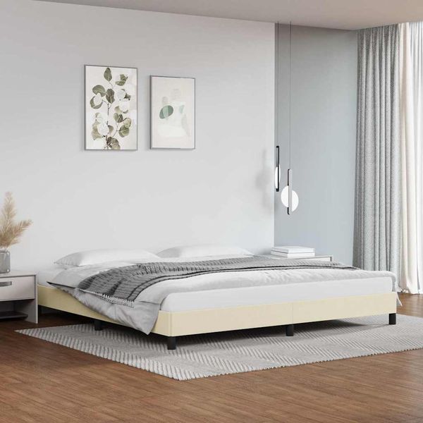 vidaXL Posteľný rám krémový 200x200 cm umelá koža