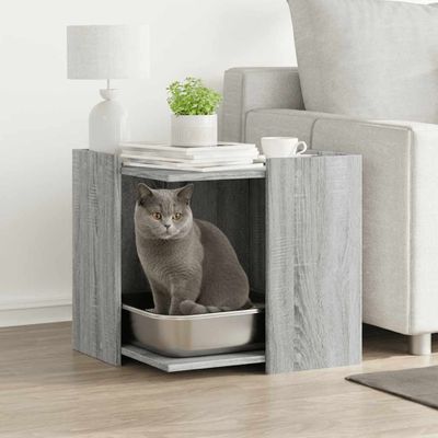 vidaXL Uzavretý box na stelivo sivá sonoma 53x53x51cm kompozitné drevo