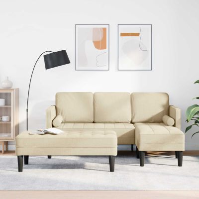 vidaXL Sada pohoviek s vankúšom 2 pcs Krémová Polyester