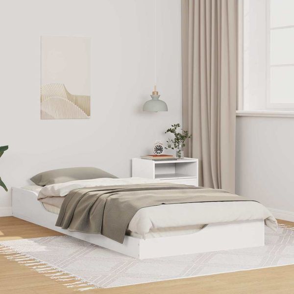 vidaXL Rám postele Biela 90 x 210 cm Masívne borovicové drevo