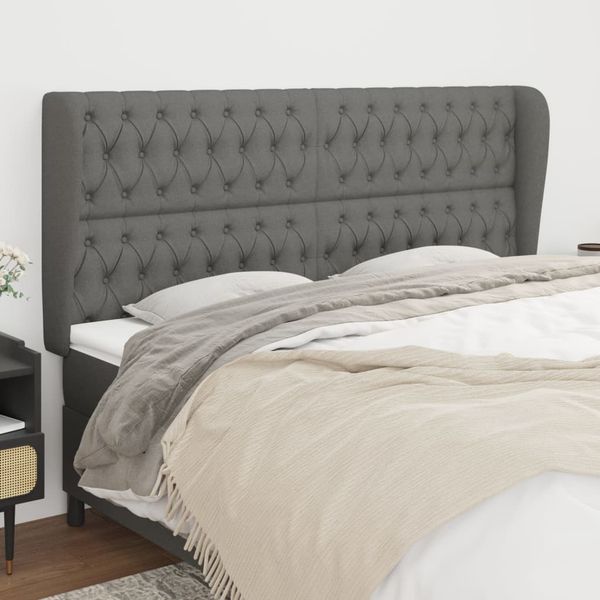 vidaXL Čelo postele so záhybmi tmavosivé 183x23x118/128 cm látka