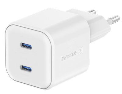 Nabíjací adaptér 2x USB-C 20W PD, biela