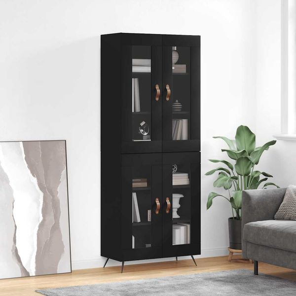vidaXL Vysoká skrinka čierna 69,5x34x180 cm spracované drevo