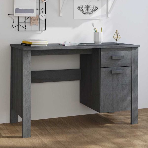 vidaXL Písací stôl HAMAR, tmavosivý 113x50x75 cm, borovicový masív