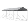 vidaXL Vonkajší koterec pre psov so strechou striebor. 2x10x2,5m oceľ
