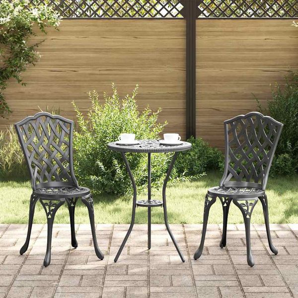 vidaXL Záhradná stolička 2 pcs Čierna 39 x 40 x 87cm Hliník