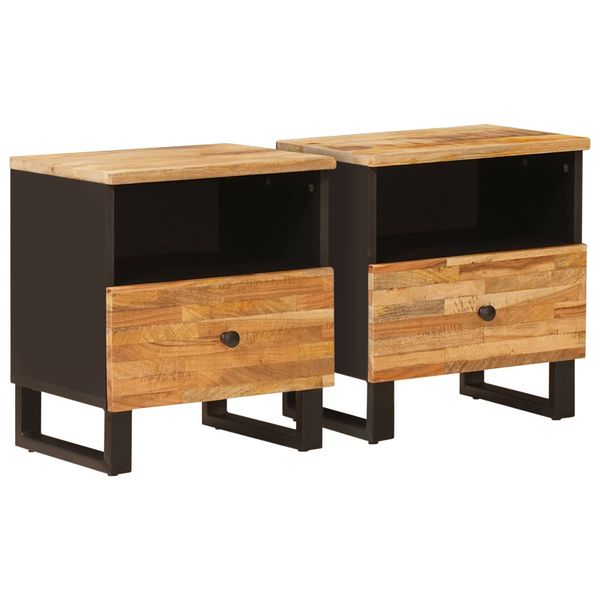 vidaXL Skriňa na posteľ so zásuvkou 2 pcs Hnedá 40 x 33 x 46 cm