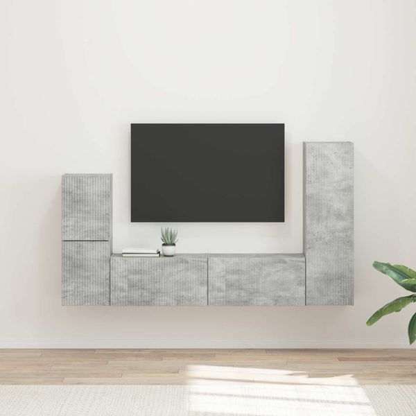 vidaXL Zostava TV skriniek 4 pcs Betónová šedá Kompozitné drevo