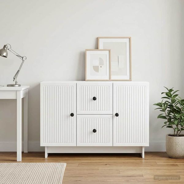 vidaXL Servírovacia skriňa Biela 89 x 34,5 x 60 cm Kompozitné drevo