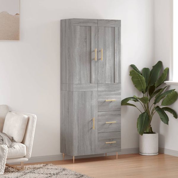 vidaXL Vysoká skrinka sivý dub sonoma 69,5x34x180 cm spracované drevo