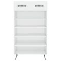 vidaXL Botník lesklý biely 60x35x105 cm spracované drevo