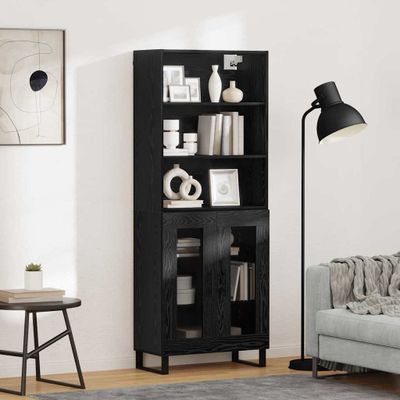 vidaXL Highboard 2 pcs Čierny dub Kompozitné drevo