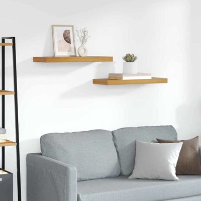 vidaXL Stenná polica 2 pcs Hnedá 60 x 23 x 4 cm Kompozitné drevo