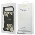 Puzdro Guess Grained Flowers Classic Logo MagSafe pre iPhone Air čierne