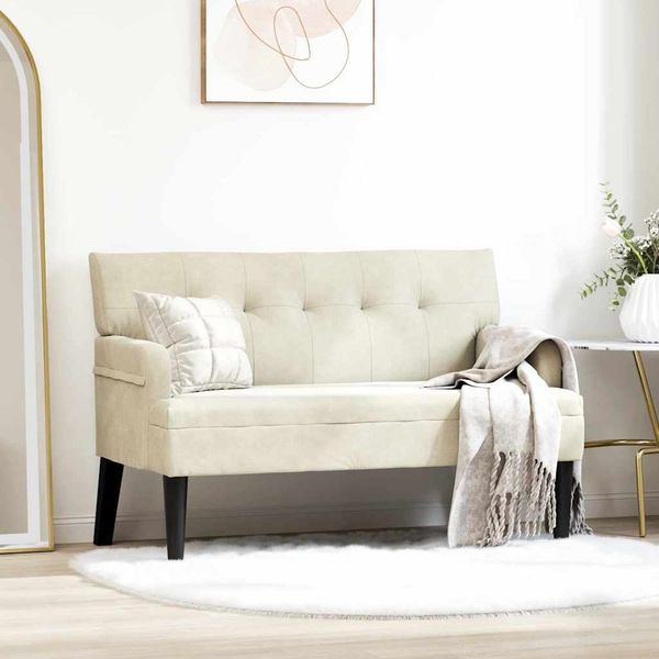 vidaXL Chesterfield lavica Krémová 112 x 65,5 x 75 cm Zamat