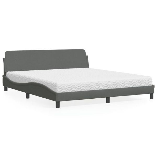vidaXL Posteľ s matracom Dover tmavosivá 180x200 cm látka