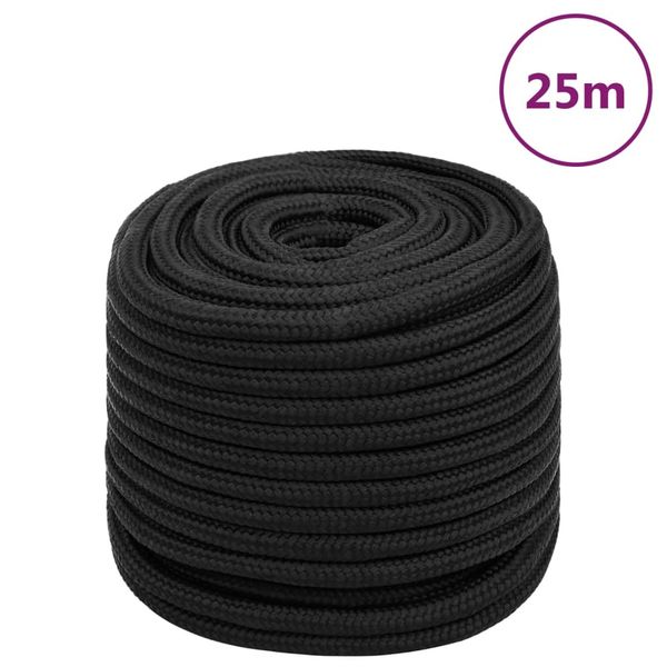 vidaXL Lodné lano čierne 16 mm 25 m polypropylén