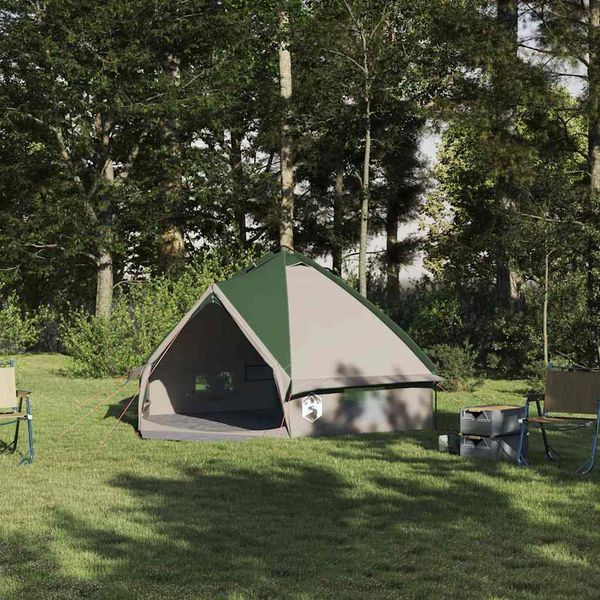 vidaXL Teepee stan pre 4 osoby Zelená a šedá 388 x 320 x 169 cm