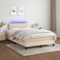 vidaXL Boxspring posteľ s matracom a LED krémová 120x190 cm látka