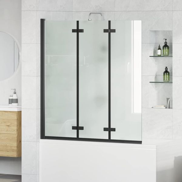 vidaXL Zábrana sprchy Čierna 130 x 138 cm ESG sklo a hliník
