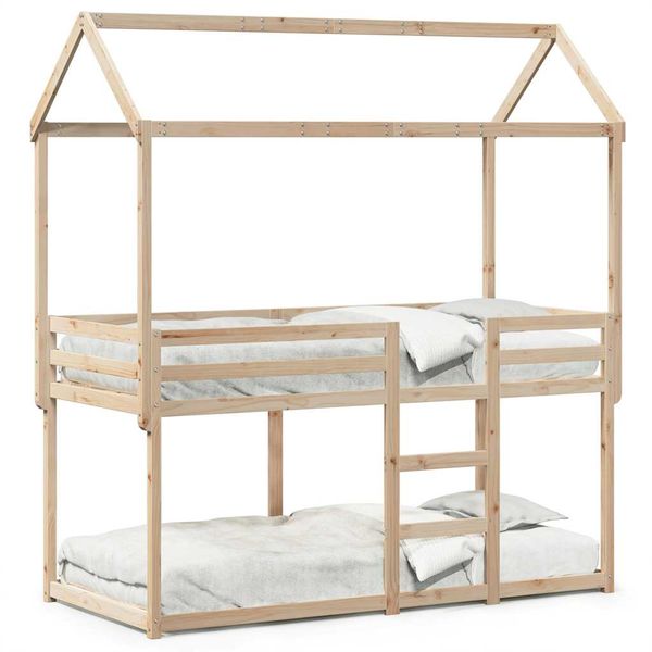 vidaXL Poschodová posteľ bez matraca 90x200 cm masívna borovica