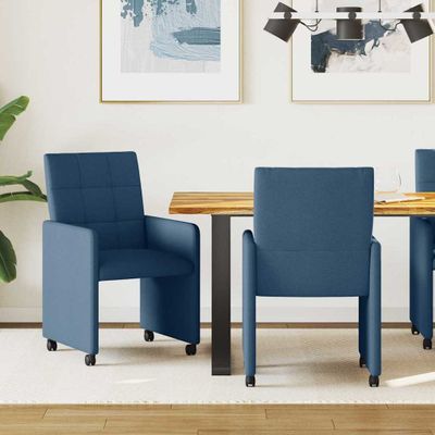 vidaXL Jedálenské stoličky na kolieskach 2 pcs Modrá 58 x 65 x 94 cm