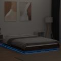 vidaXL Posteľný rám s LED svetlami hnedý dub 140x200 cm kompoz. drevo