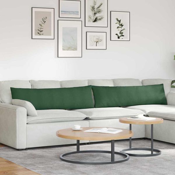 vidaXL Vankúše na pohovku 2 pcs Tmavozelená 145 x 40 cm
