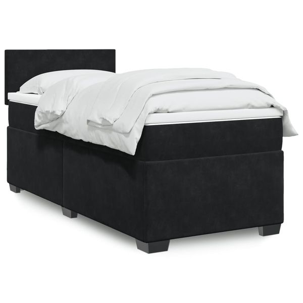 vidaXL Posteľný rám boxspring s matracom čierny 90x200 cm zamat