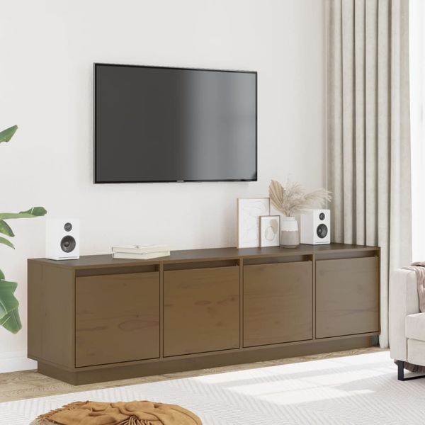 vidaXL TV skrinka medovo-hnedá 156x37x45 cm masívna borovica