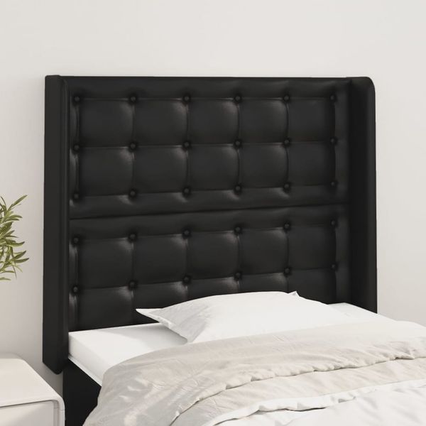 vidaXL Čelo postele so záhybmi čierne 93x16x118/128 cm umelá koža