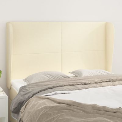 vidaXL Čelo postele so záhybmi krémový 147x23x118/128 cm umelá koža