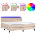 vidaXL Boxspring posteľ matrac a LED kapučínová 160x200 cm umelá koža