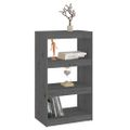 vidaXL Knižnica/deliaca stena sivá 60x30x103,5 cm masívna borovica
