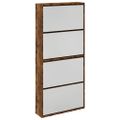 vidaXL Botník so zrkadlom 4-poschodový dymový dub 63x17x134 cm
