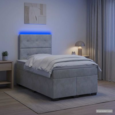 vidaXL Posteľ boxspring s matracom Svetlosivá 120 x 190 cm Zamat