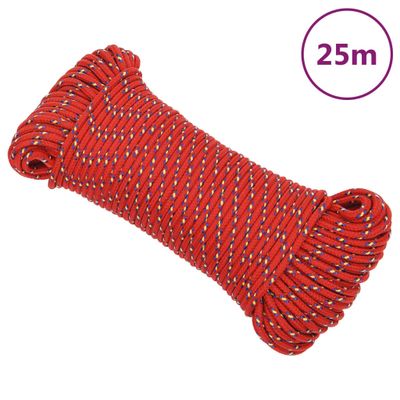 vidaXL Lodné lano červené 5 mm 25 m polypropylén