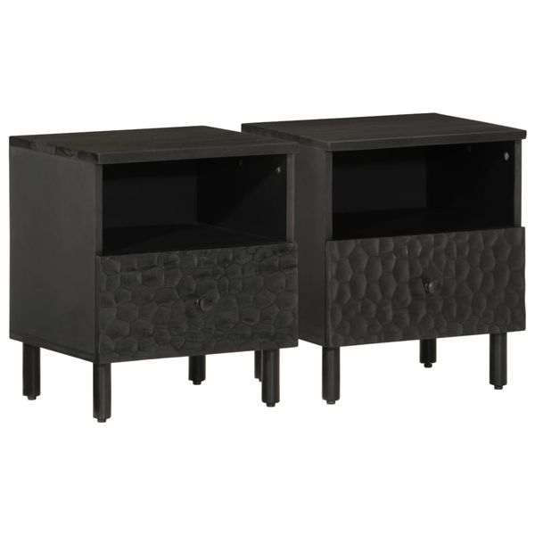 vidaXL Nočné stolíky 2 ks, čierne 40x33x46 cm, mangový masív