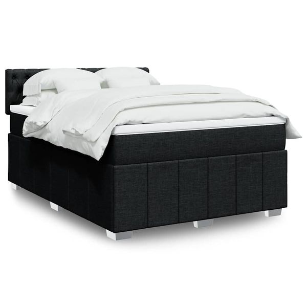 vidaXL Boxspring posteľ s matracom čierny 140x190 cm látka