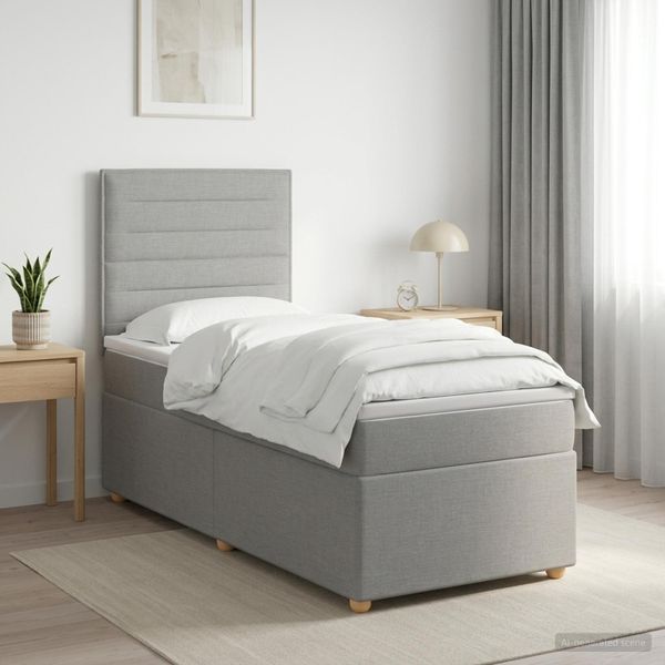 vidaXL Posteľ boxspring s matracom Svetlosivá 100 x 200 cm Látka