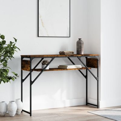 vidaXL Konzolový stolík s policou dymový dub 105x30x75cm kompoz. drevo