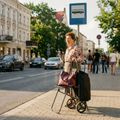 Nákupná taška na kolieskach NILS NC4303 40L čierna so sedátkom